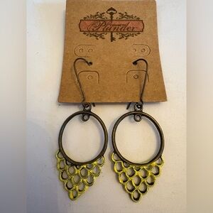 Plunder Brass and Yellow Teardrop Earrings